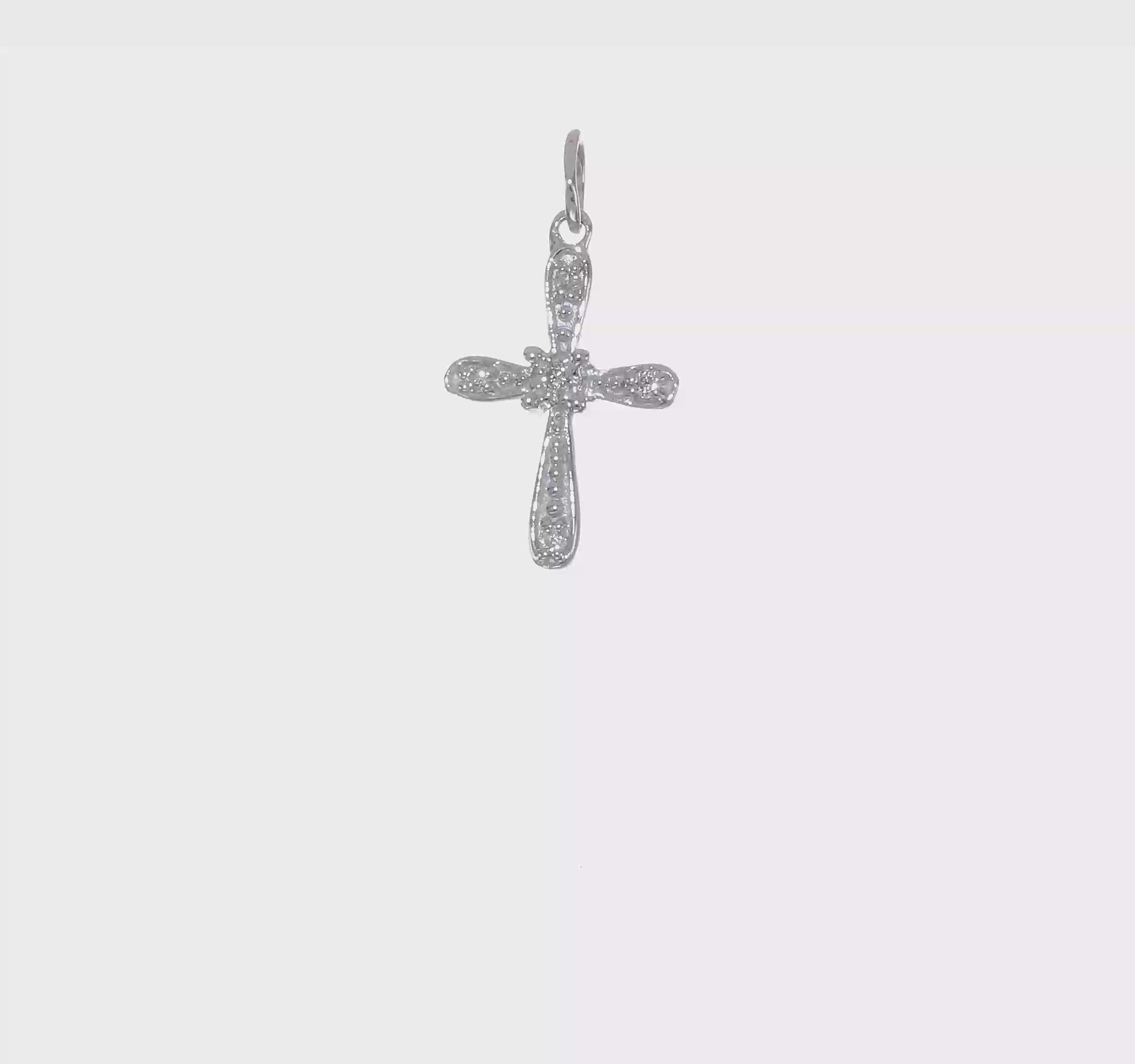 14kt White Gold .03ct. Diamond Cross Charm