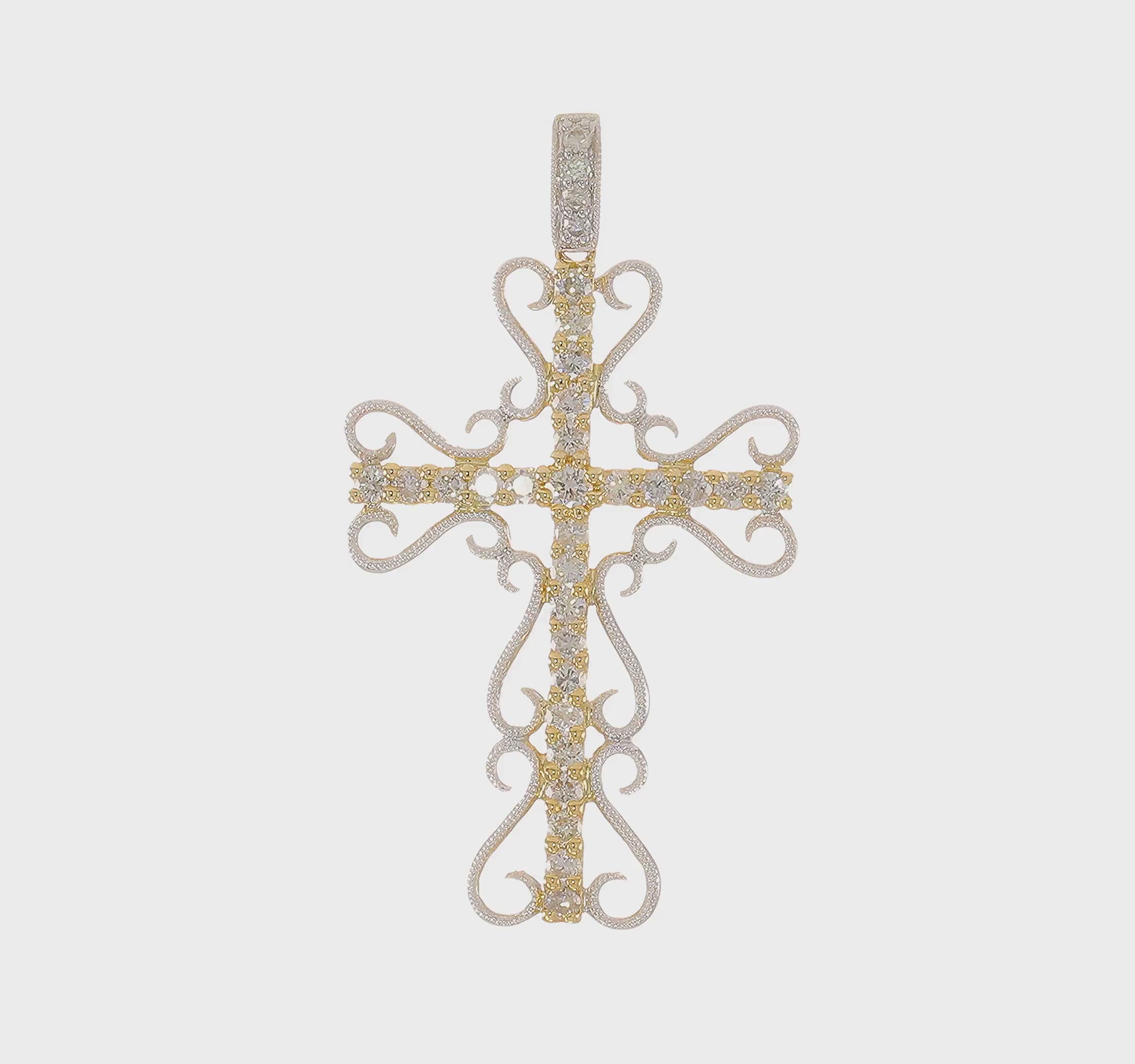14kt Two-tone 5/8ct. Diamond Filigree Cross Pendant