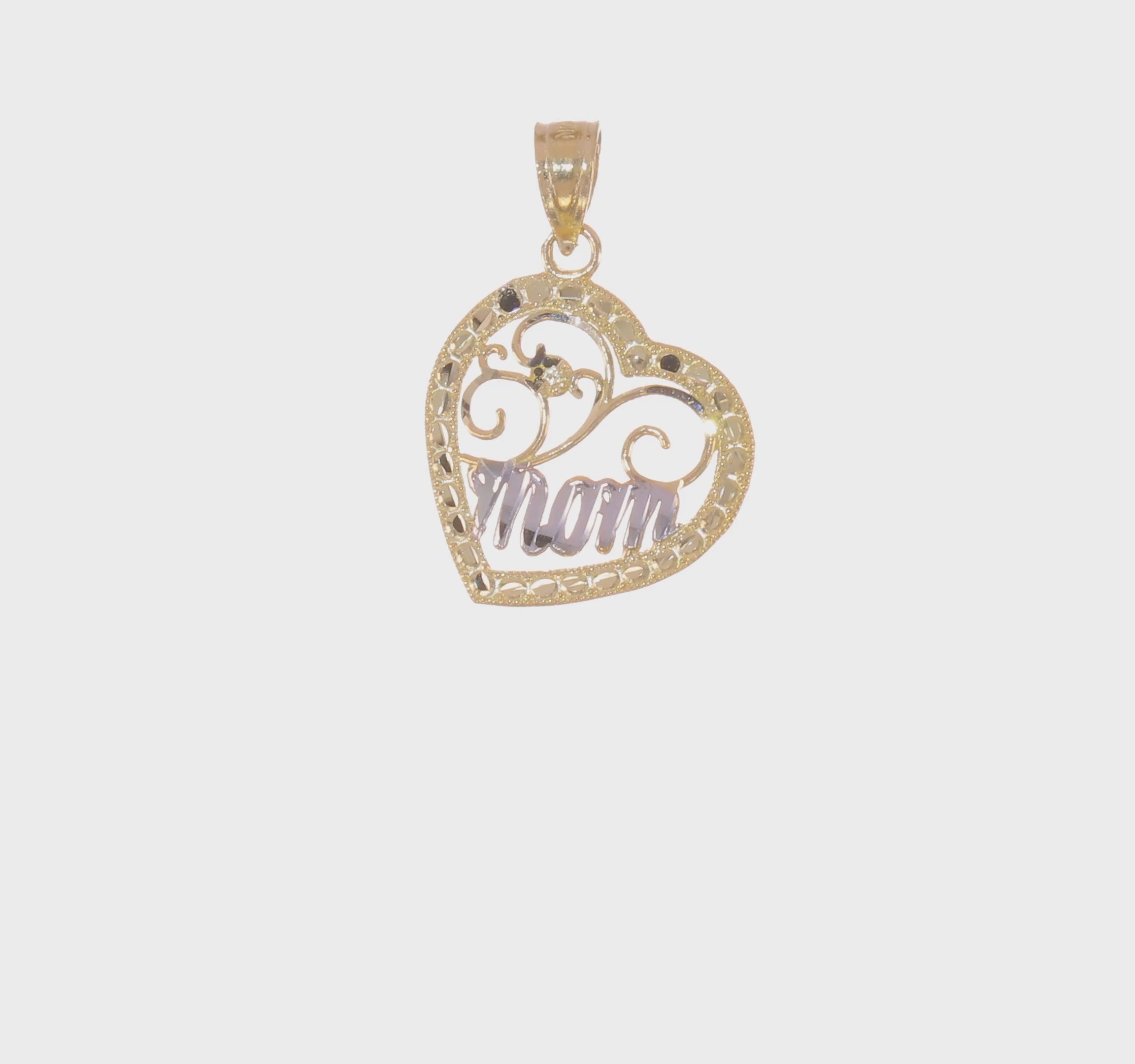 10KT Yellow Gold & Rhodium MOM Heart Charm