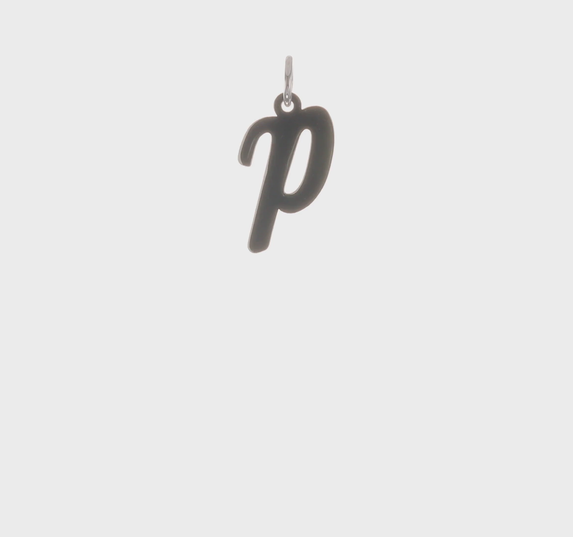 14kt White Gold Medium Script Letter P Initial Charm