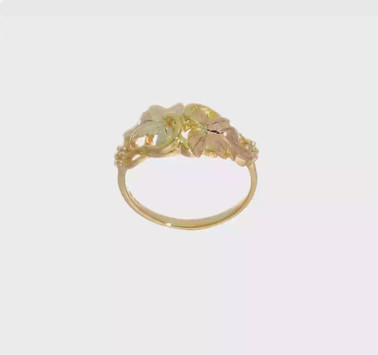 10kt Tri-color Black Hills Gold Flower Ring
