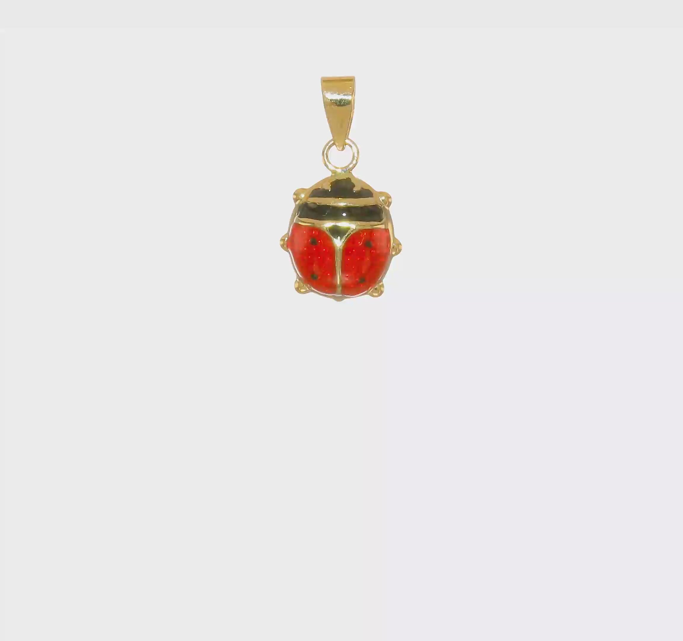 14kt Yellow Gold Polished Red/Black Enamel Ladybug Pendant