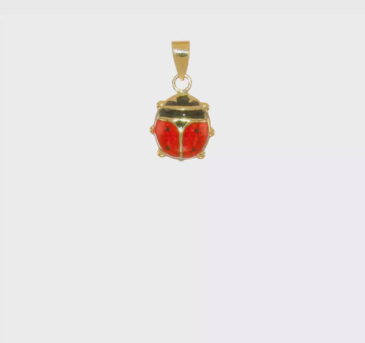 14kt Yellow Gold Polished Red/Black Enamel Ladybug Pendant