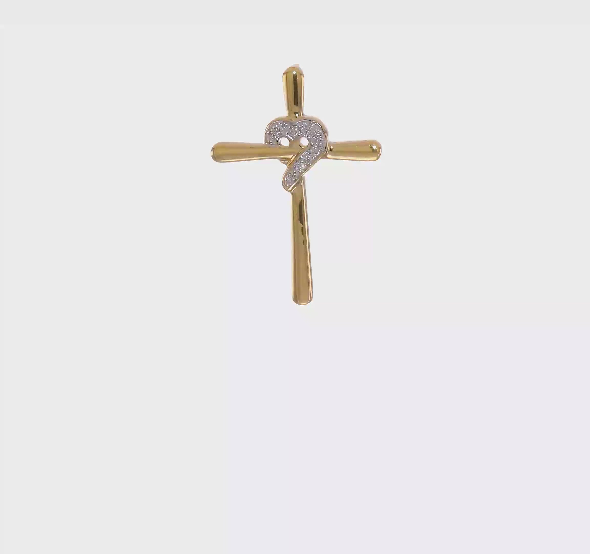 14kt Yellow Gold .02ct. Diamond Heart Cross Chain Slide