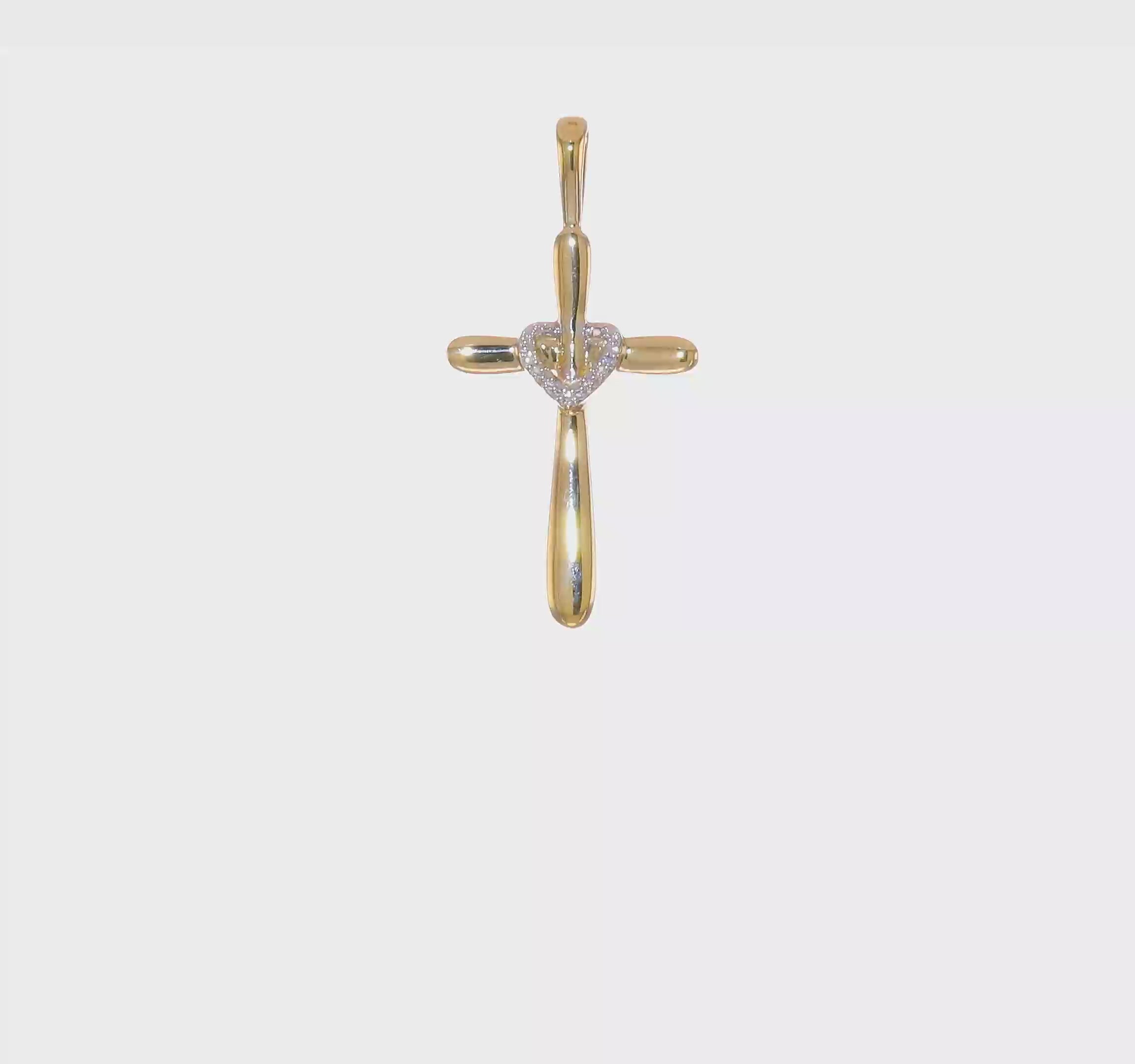 14kt Yellow Gold Diamond Cross w/Heart Pendant