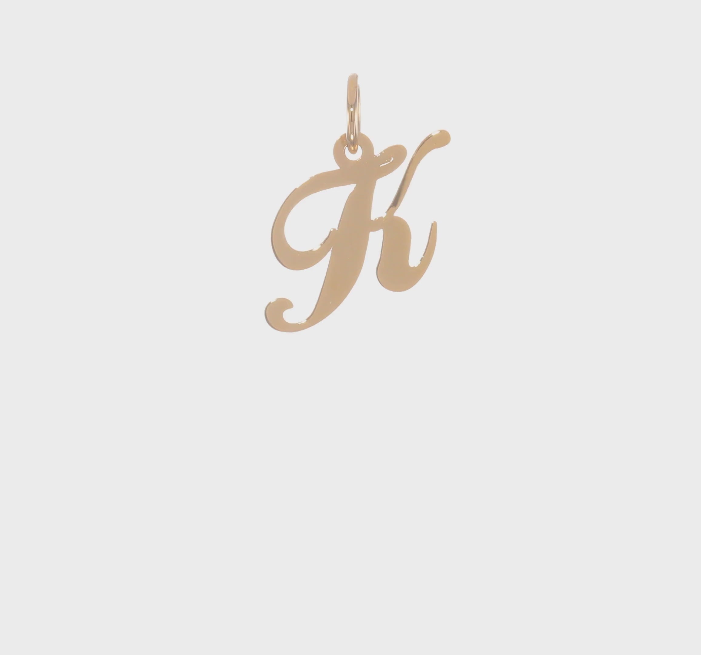 14KT Yellow Gold Small Fancy Script Letter K Initial Charm