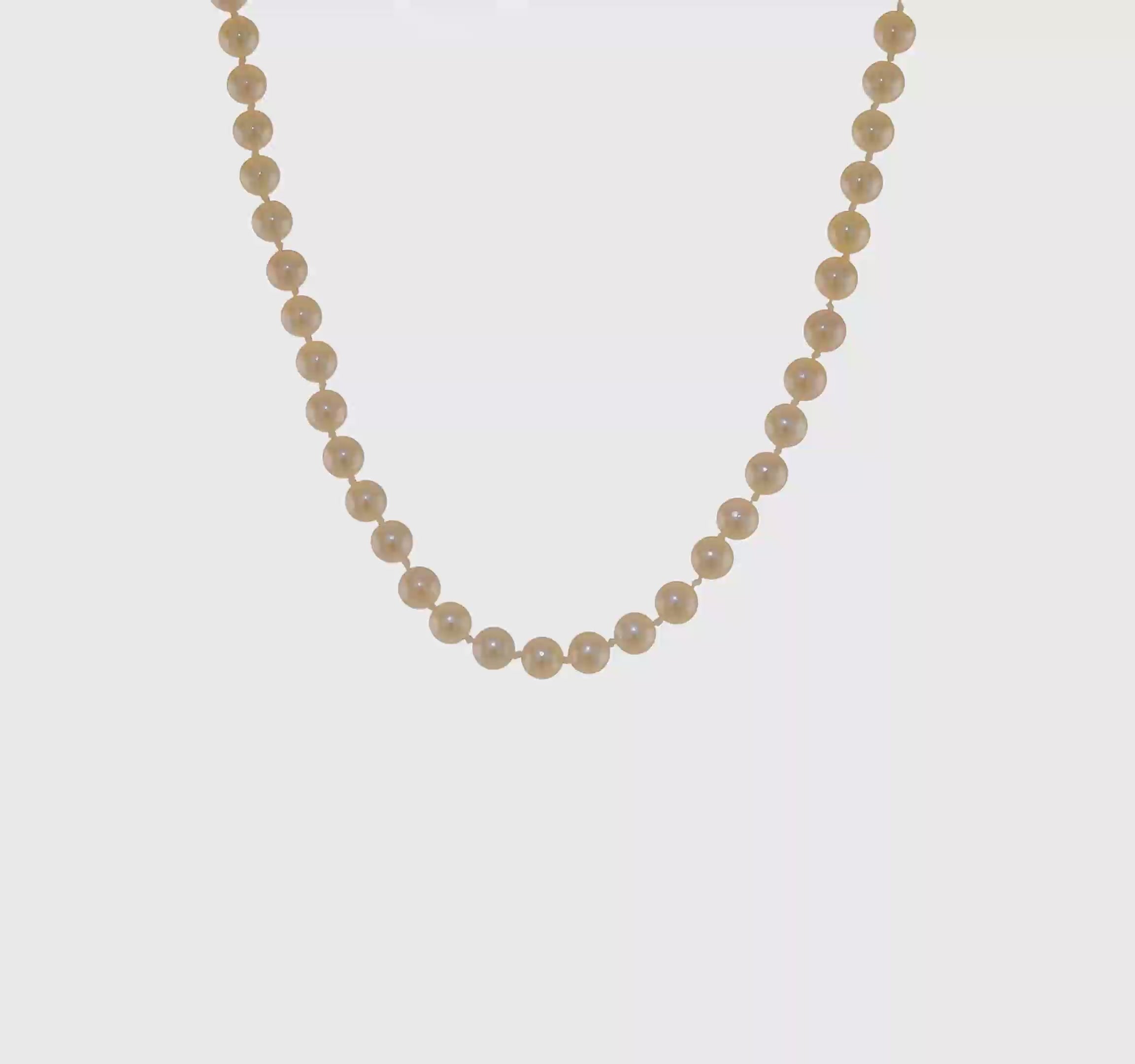 14kt Yellow Gold 5-6mm White Round Akoya Saltwater Cultured Pearl 20 inch Necklace