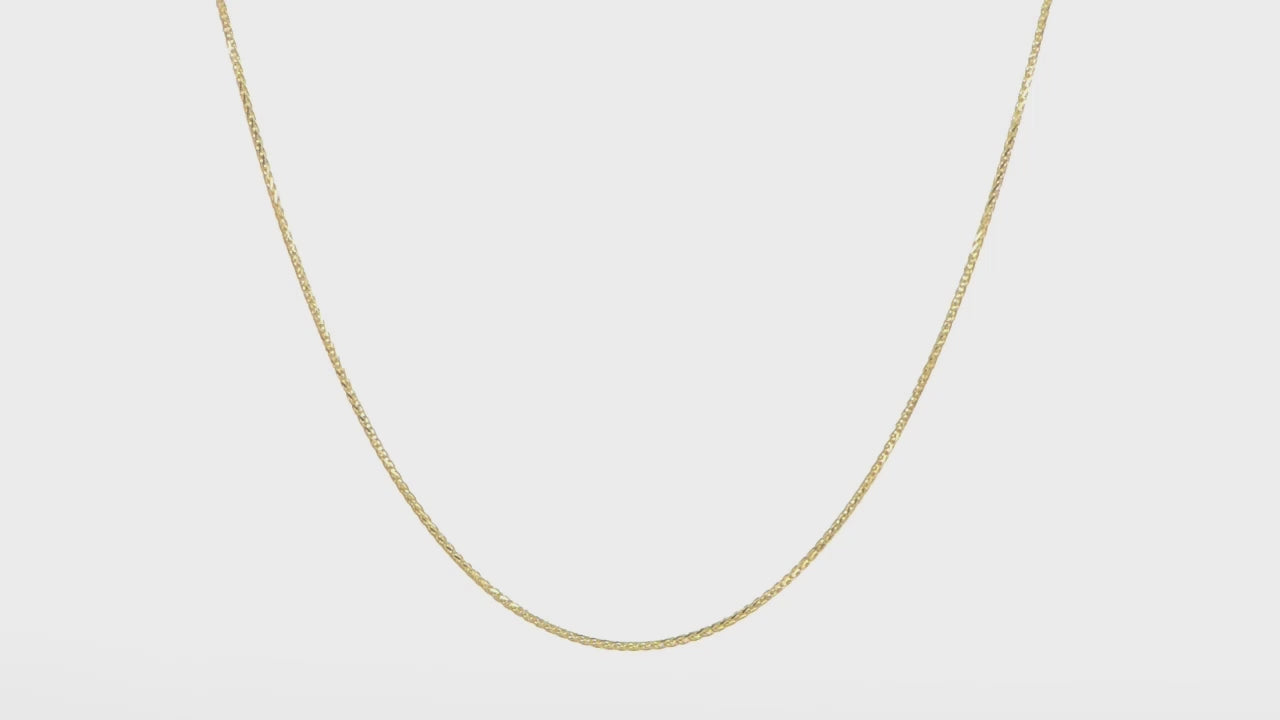 14KT Yellow Gold Adjustable .95mm D/C Wheat Chain