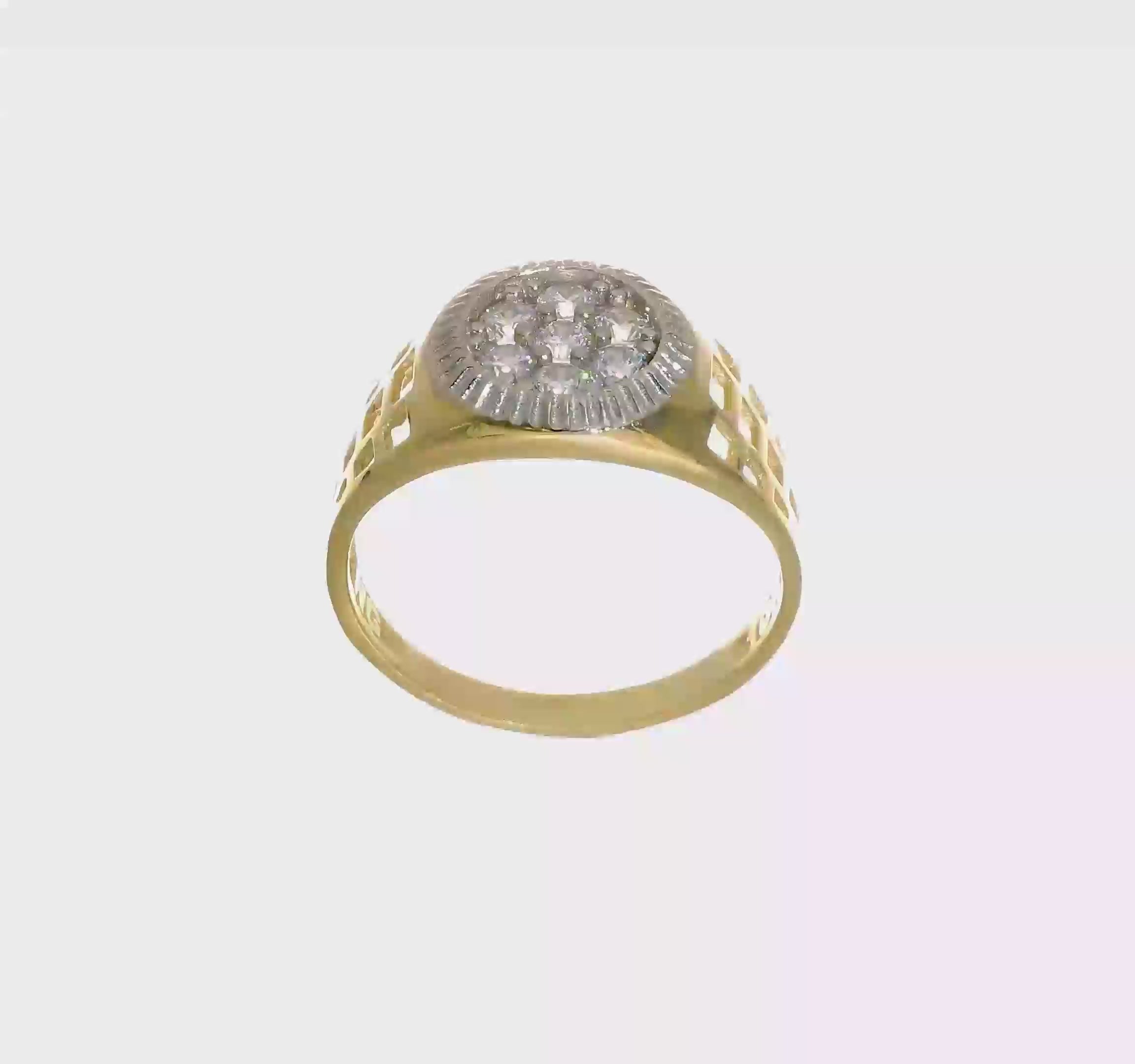10kt Yellow Gold w/Rhodium Men'S CZ Cluster Ring