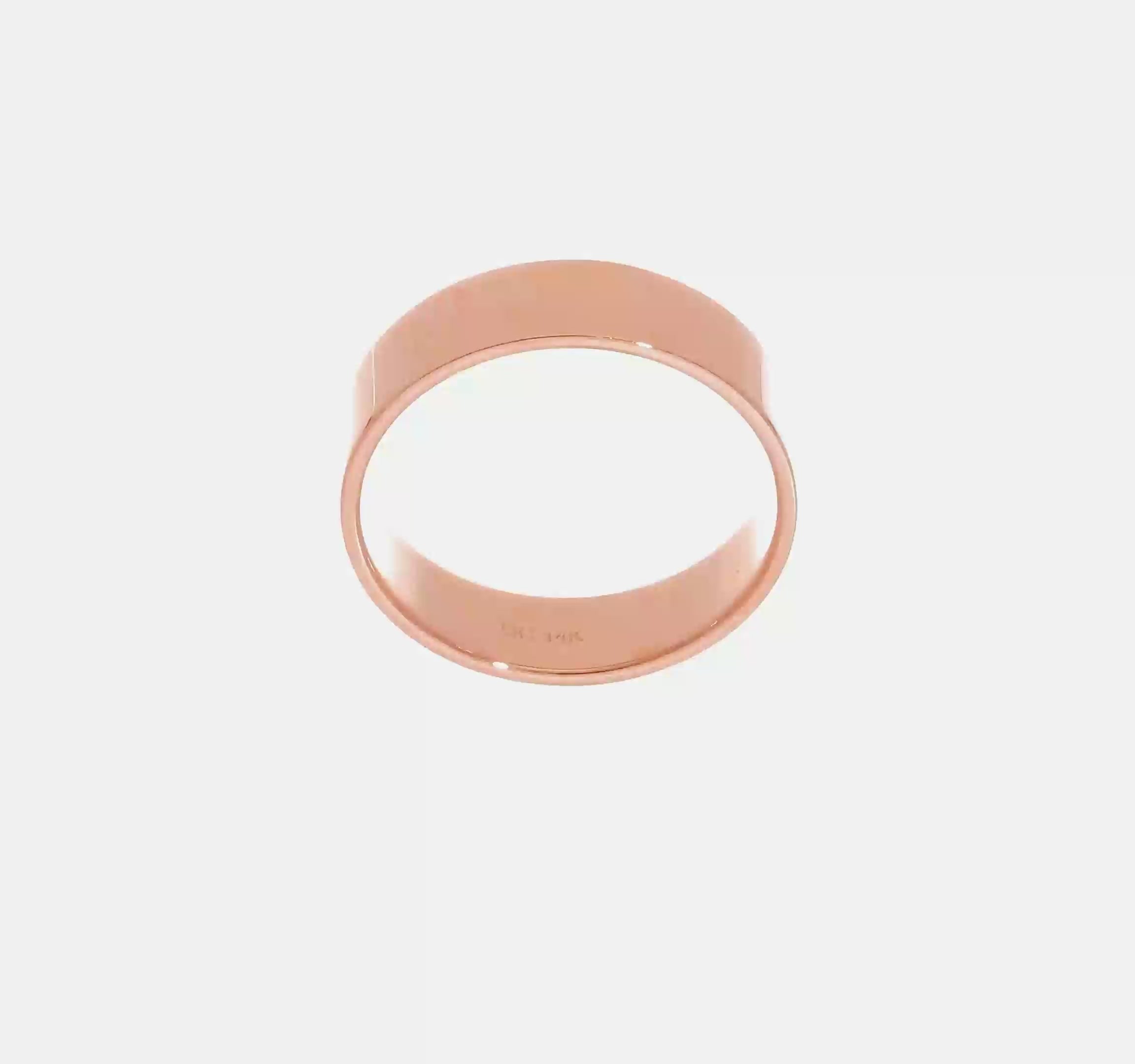 14kt Rose Gold 6mm Lightweight Flat Wedding Band Size 13