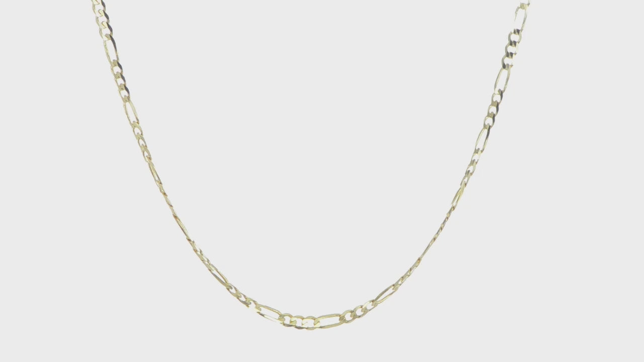 14kt Yellow Gold 3mm Flat Figaro Chain