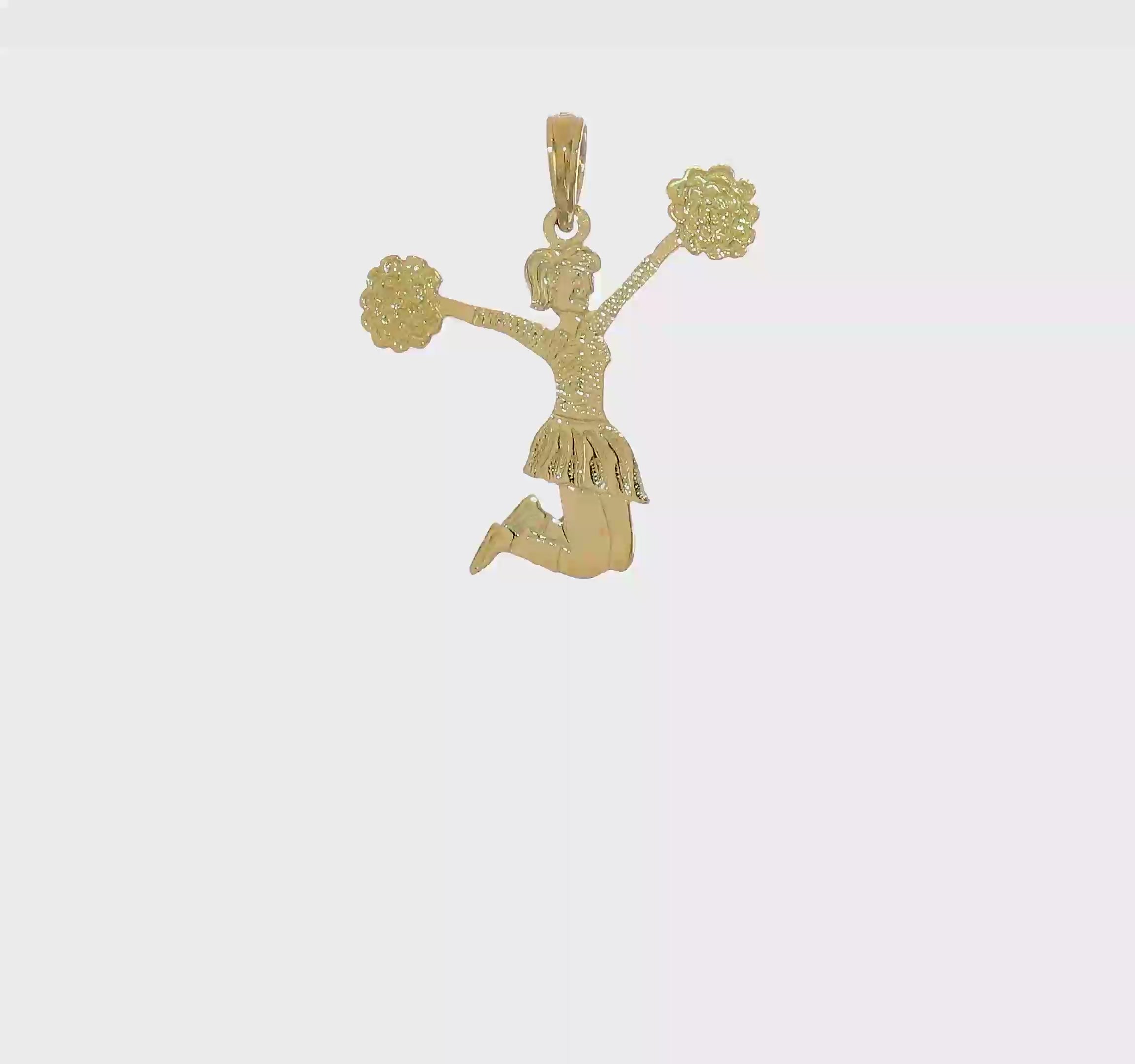 10kt Yellow Gold Cheerleader Jumping with Pom-Pom's Charm