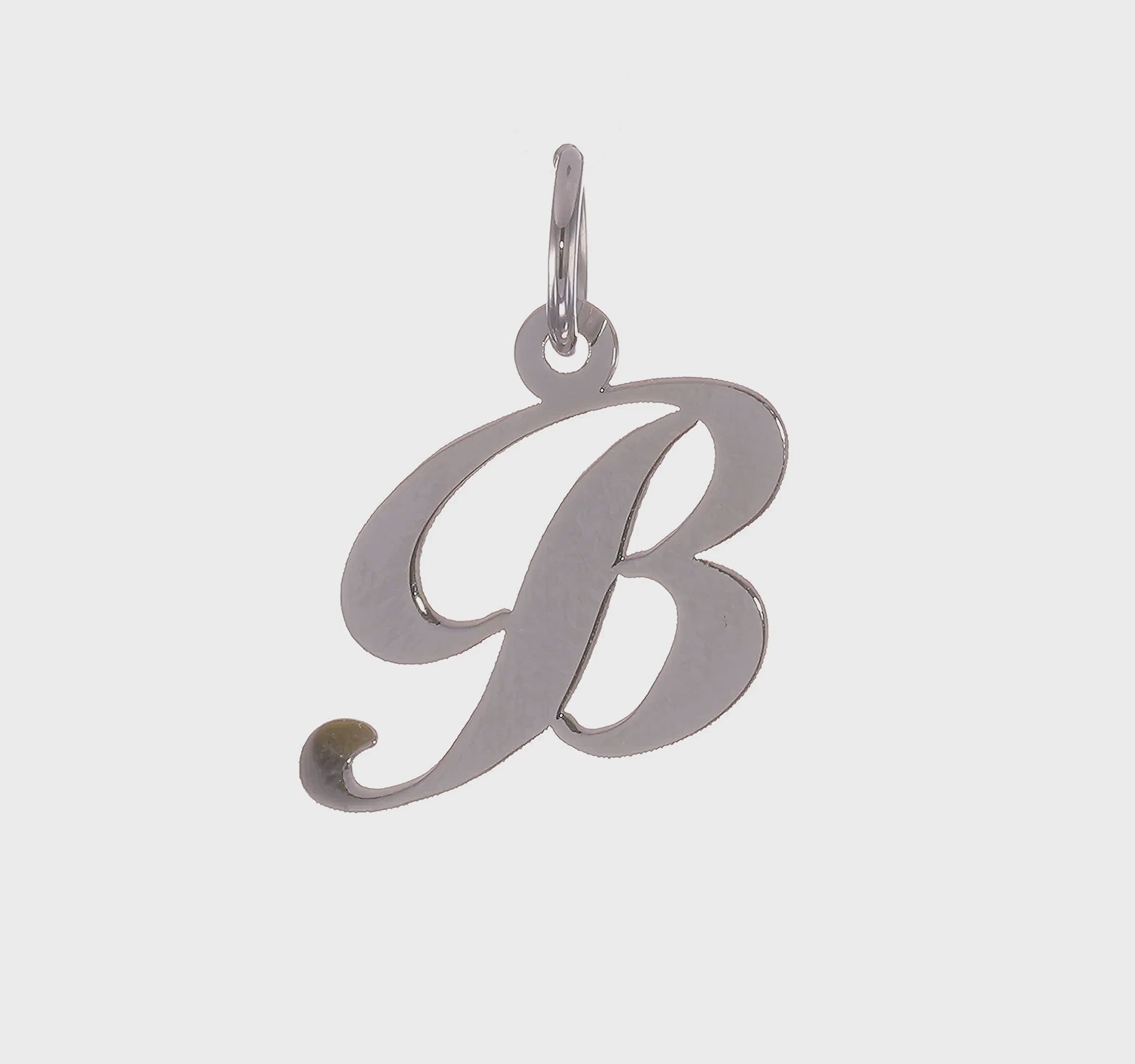 14kt White Gold Small Fancy Script Letter B Initial Charm