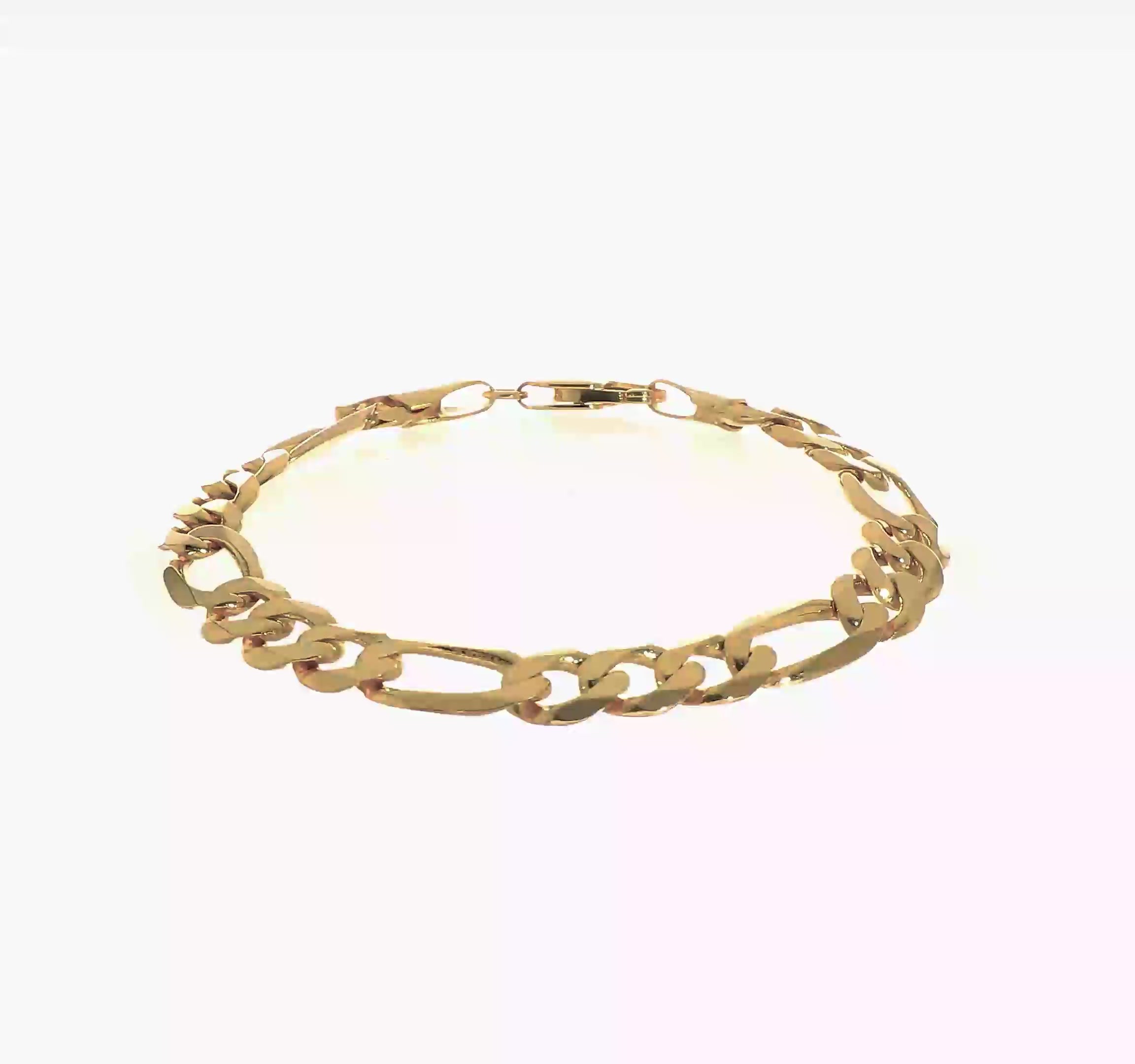 14KT Yellow Gold 8.75mm Flat Figaro Chain