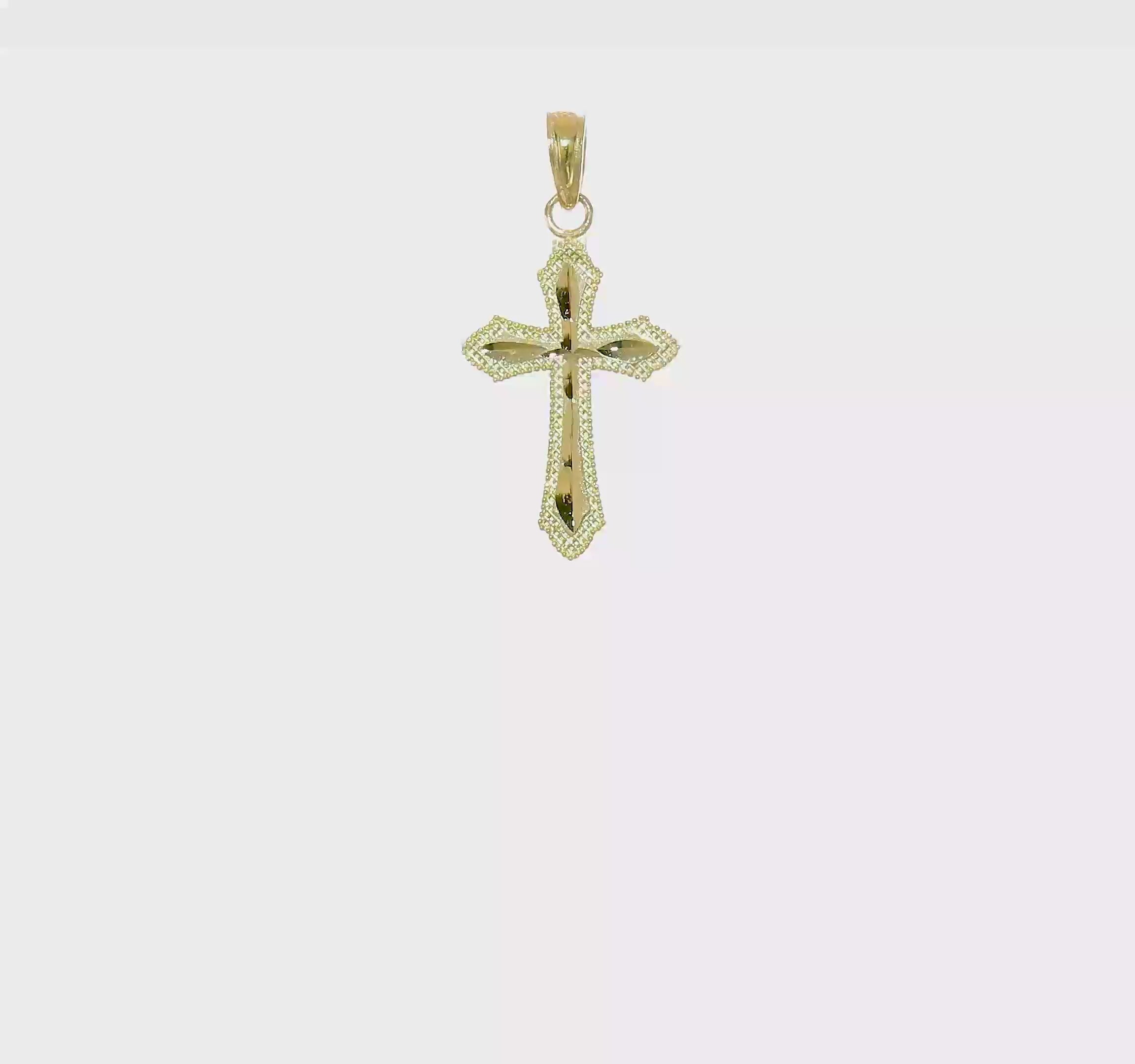 10kt Yellow Gold  D/C w/ Beaded Edge Cross Charm