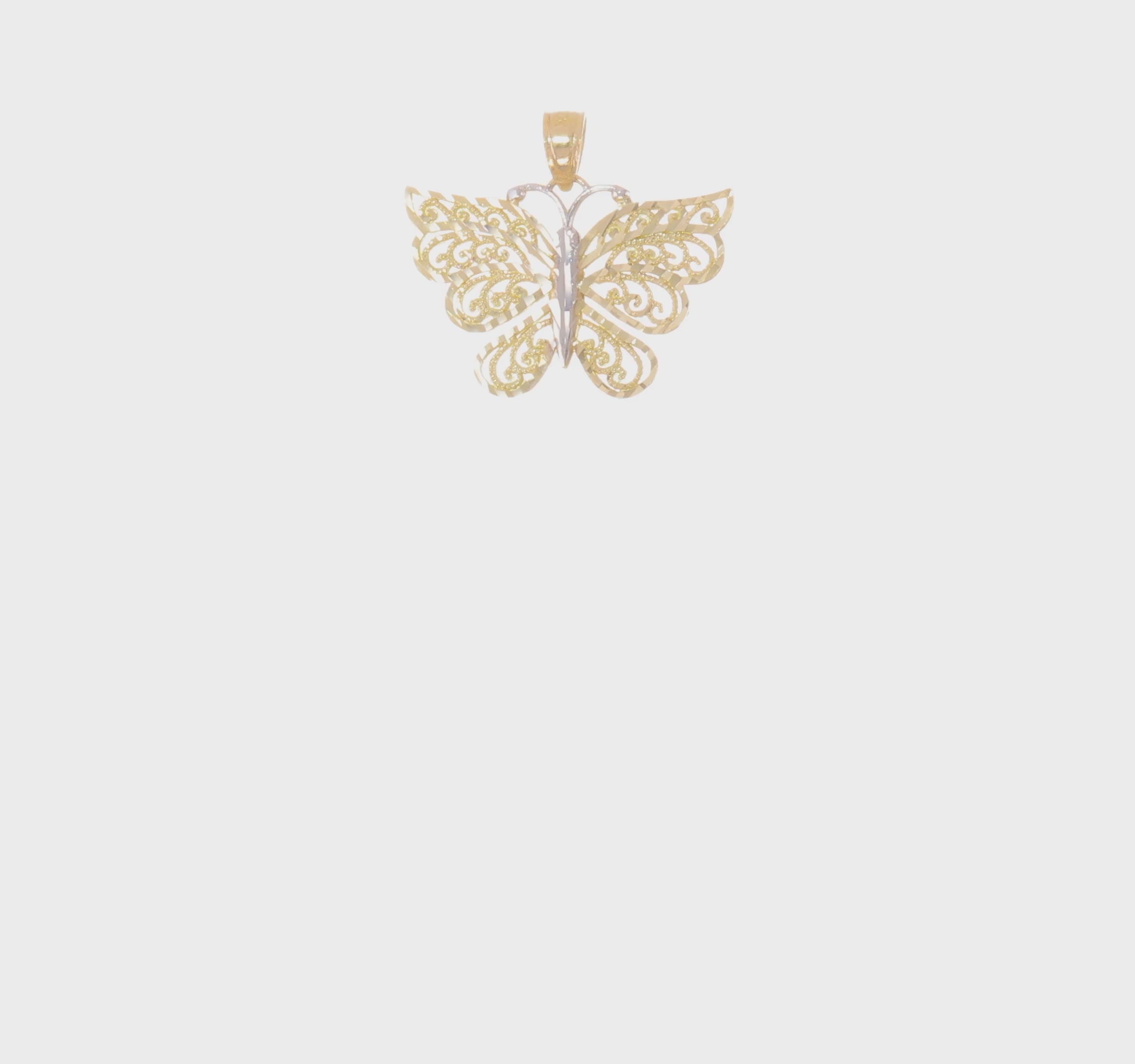 10KT Yellow Gold w/ Rhodium Butterfly Pendant