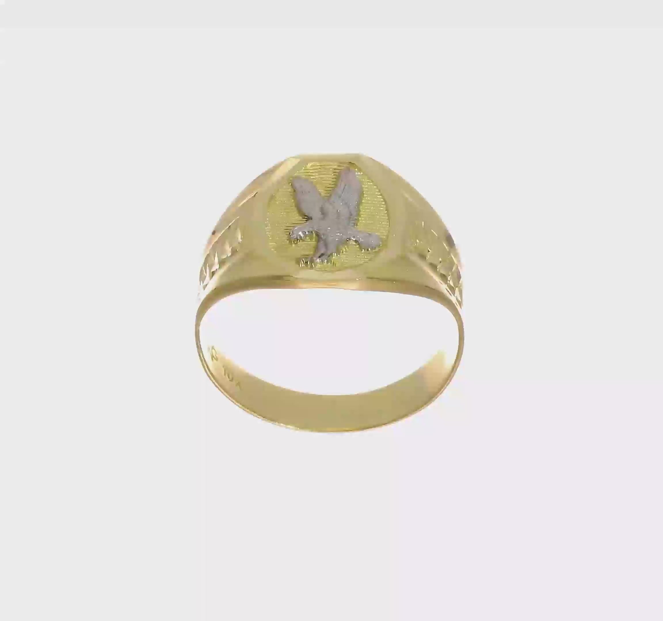 10kt Yellow Gold & Rhodium Men's Eagle Ring