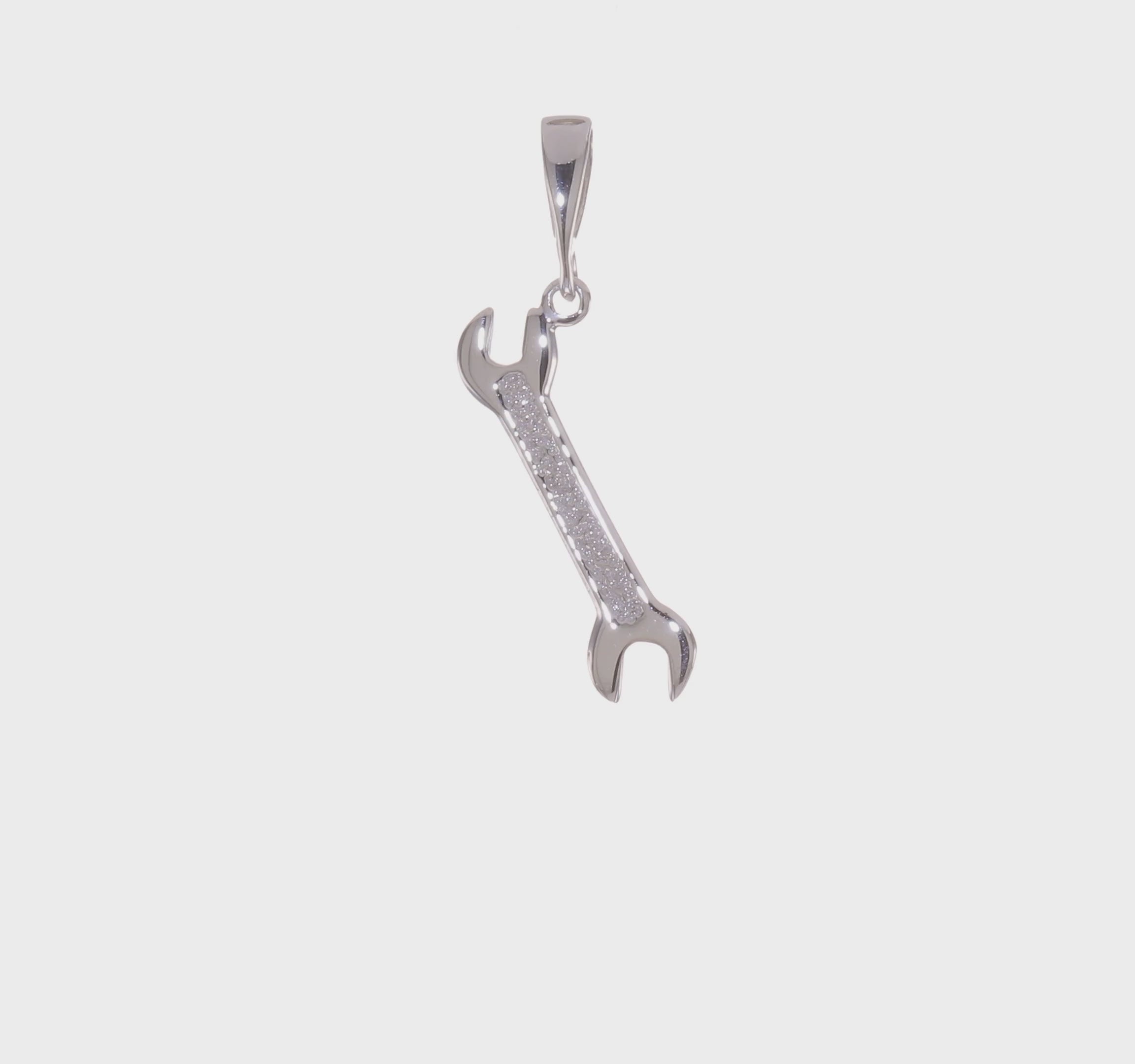 14kt White Gold 3D Wrench Pendant