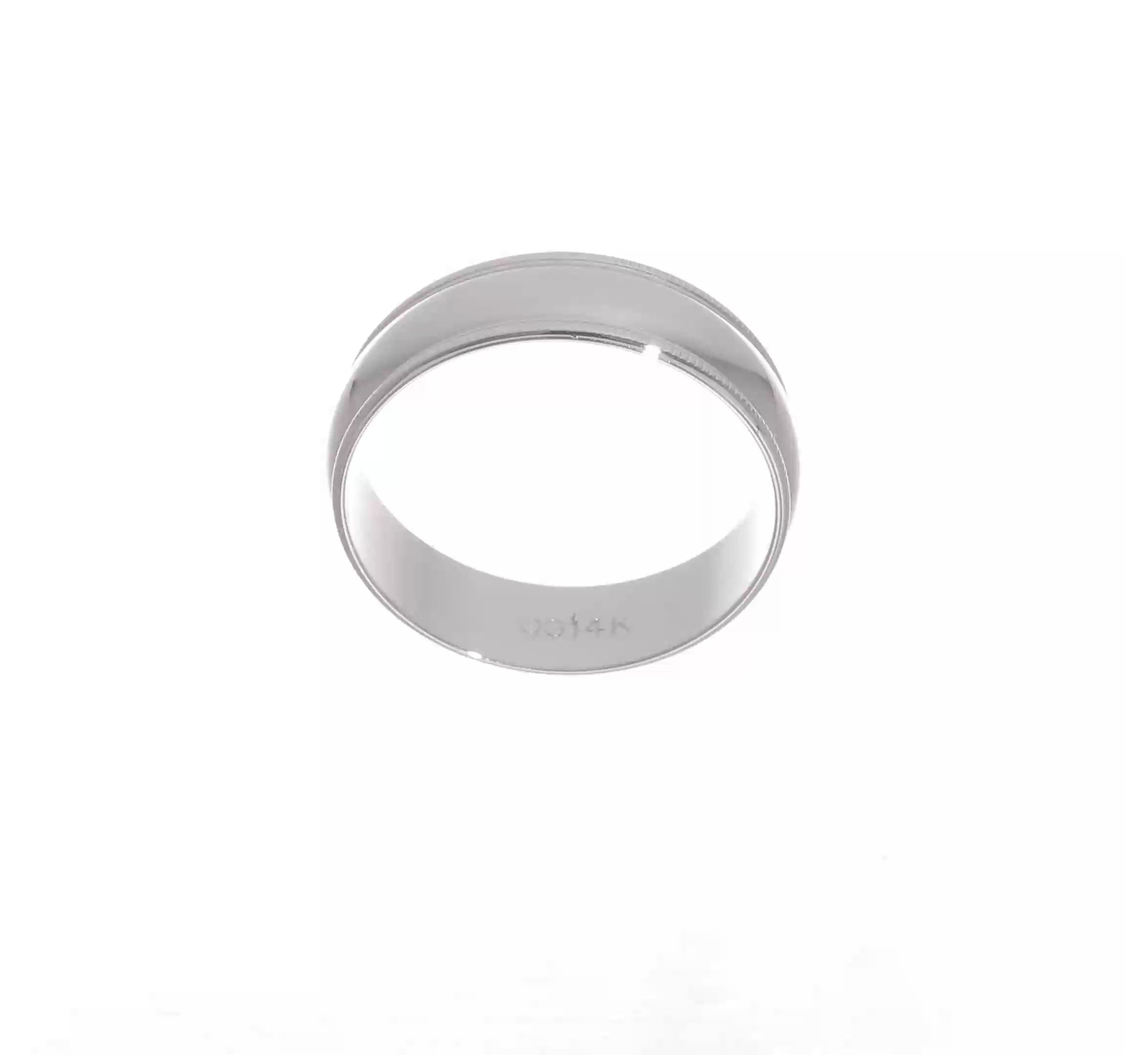 14kt White Gold 6mm Lightweight Milgrain Half Round Wedding Band Size 9