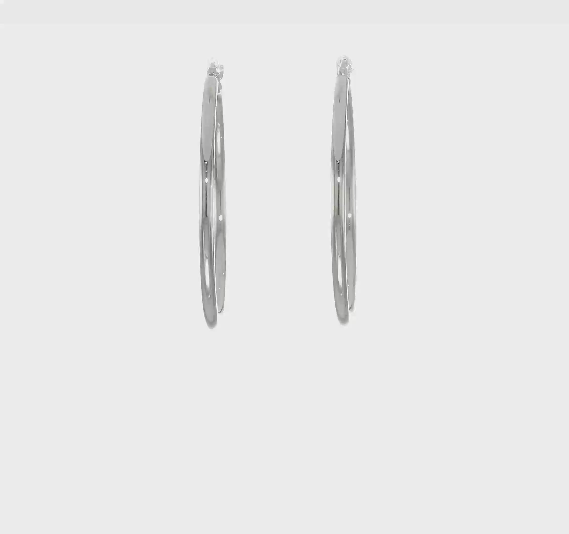 14KT White Gold 2x35mm Hoop Earrings