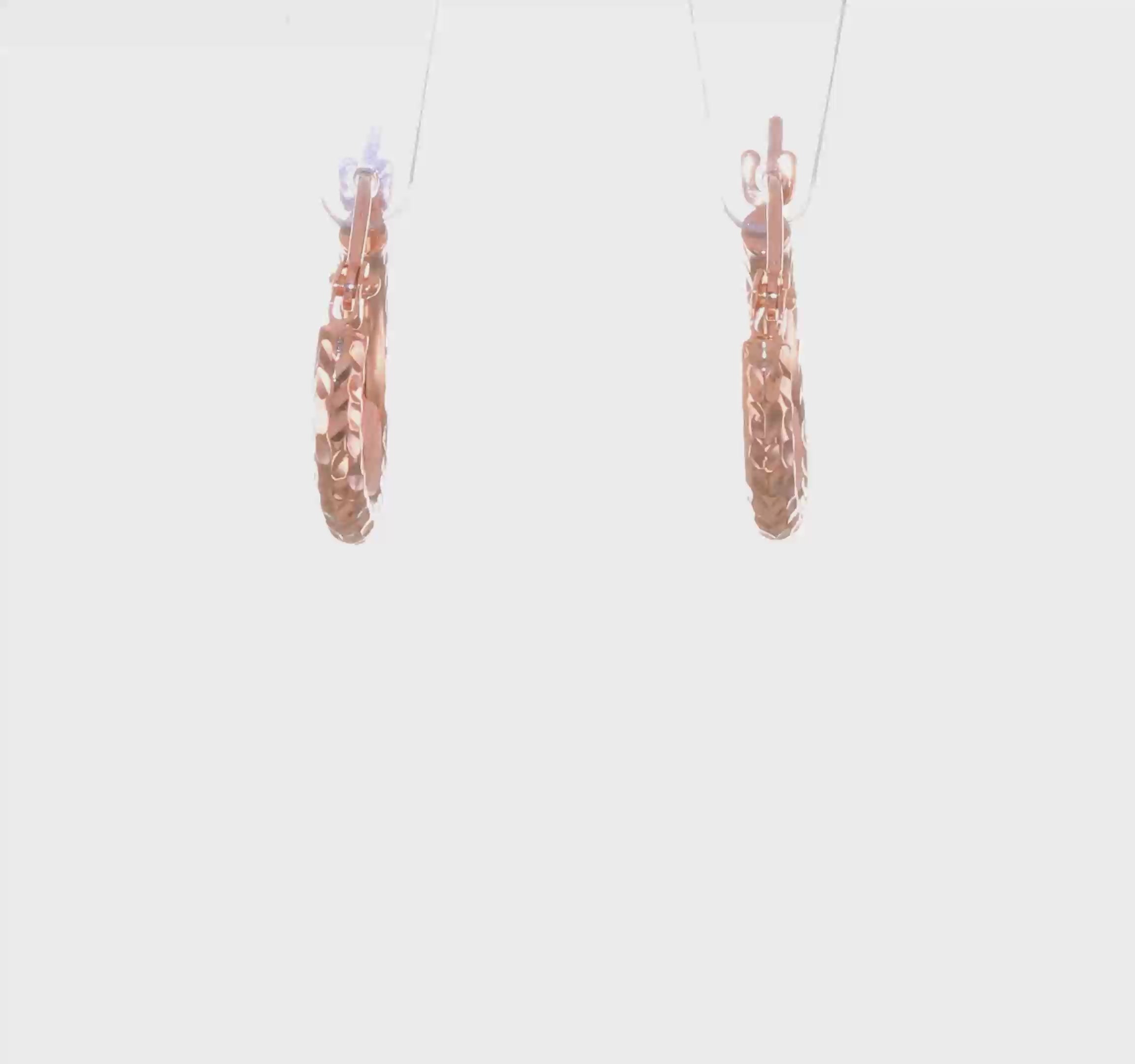 14kt Rose Gold Lightweight Diamond-cut Hoop Earrings