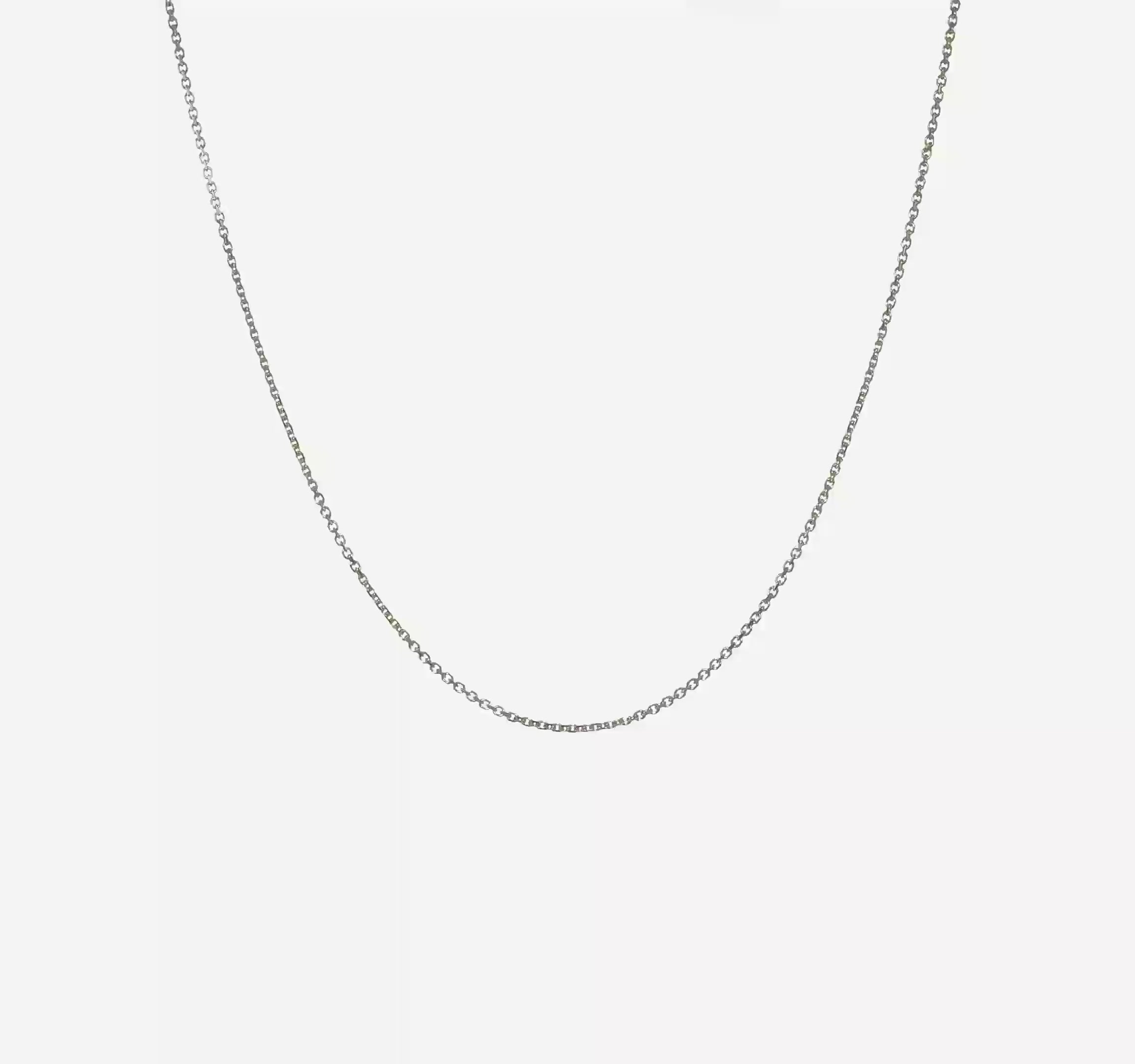 14KT White Gold Adjustable  1.1mm D/C Cable Chain