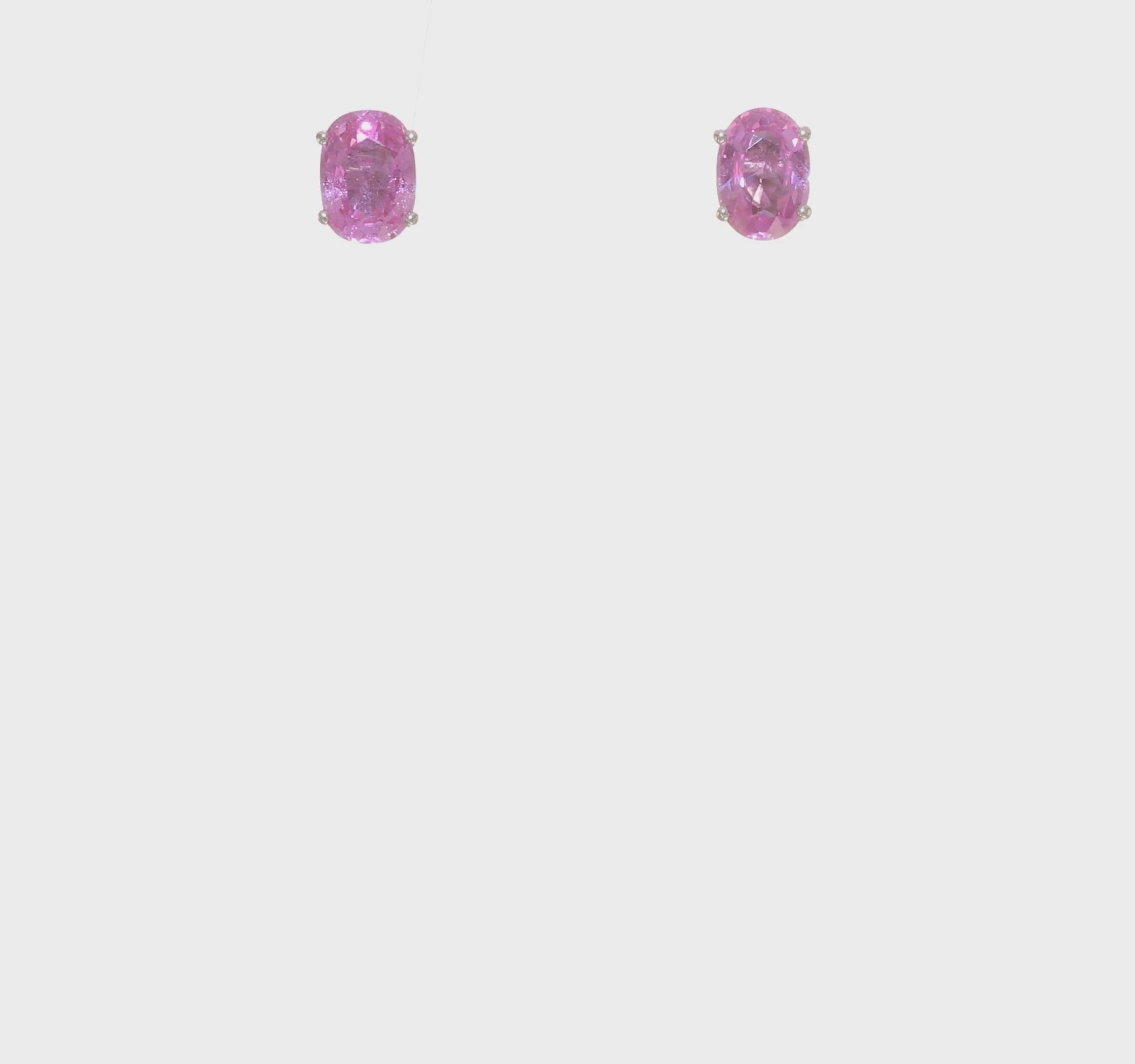 14kt White Gold Pink Sapphire Earrings