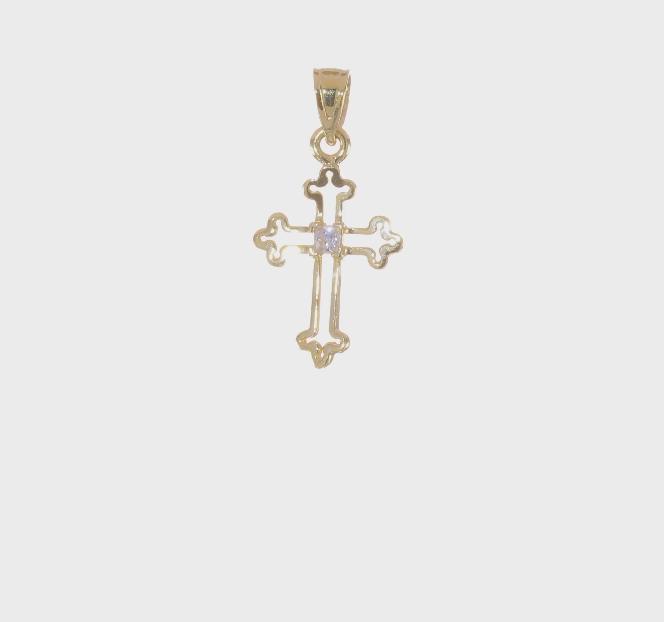 10kt Yellow Gold Small CZ Cross Pendant