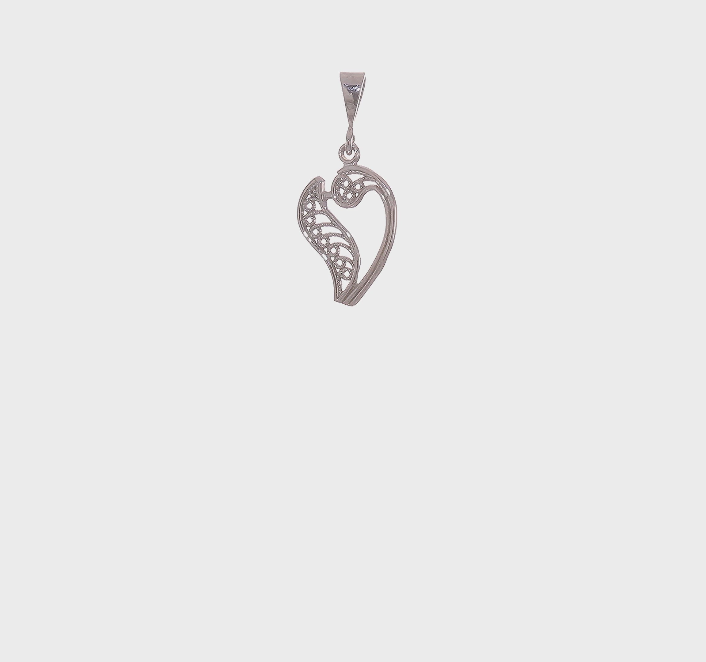 10KT White Gold Filigree Initial V Pendant