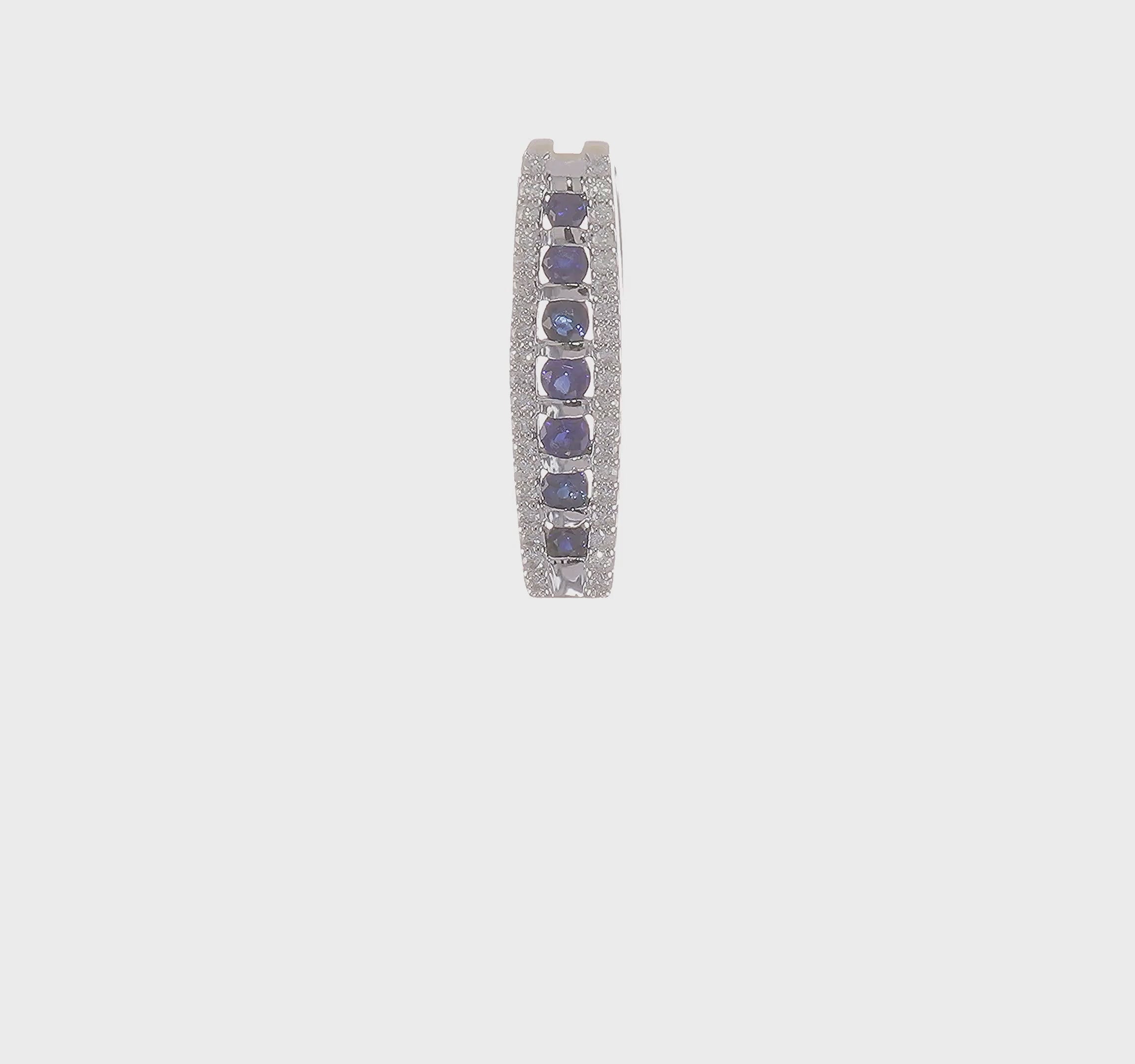 14kt White Gold 1/5ct. Diamond and Sapphire Fancy Chain Slide