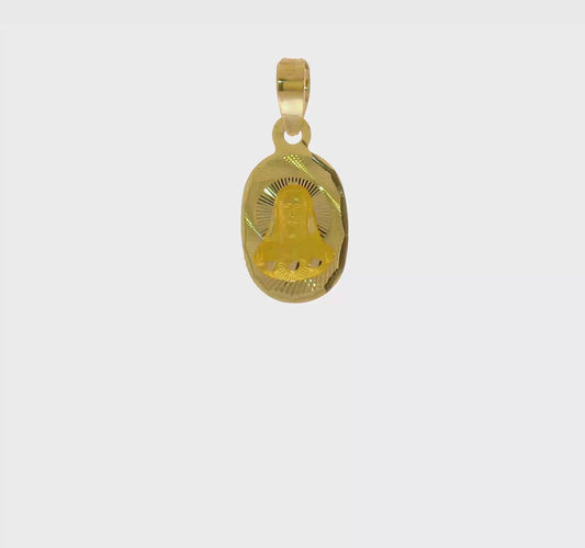 14kt Yellow Gold Polished D/C Sagrado Corazon Oval Pendant