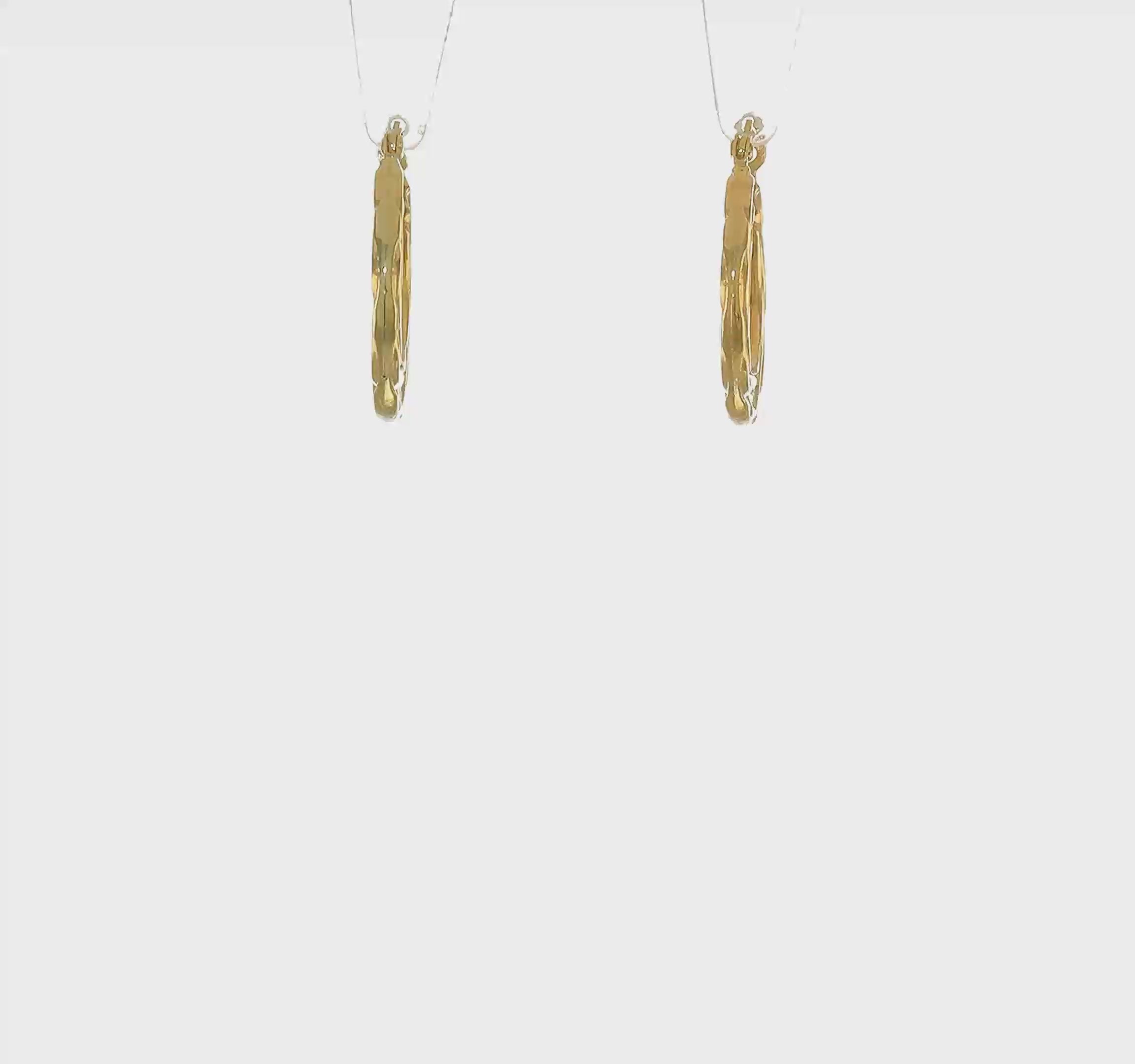 10kt Yellow Gold Patterned Hollow Hoop Earrings