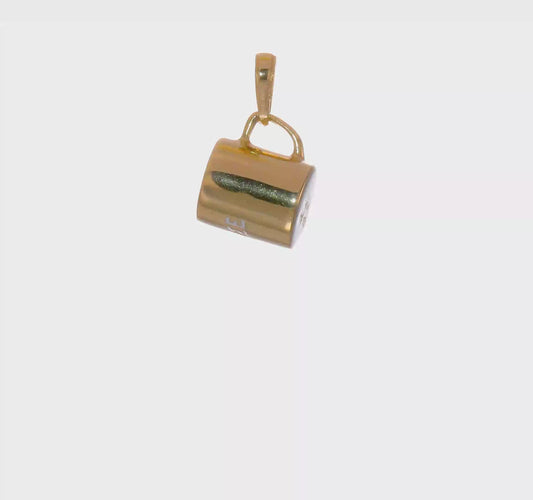 14kt Yellow Gold 3D Enameled Coffee Cup Pendant