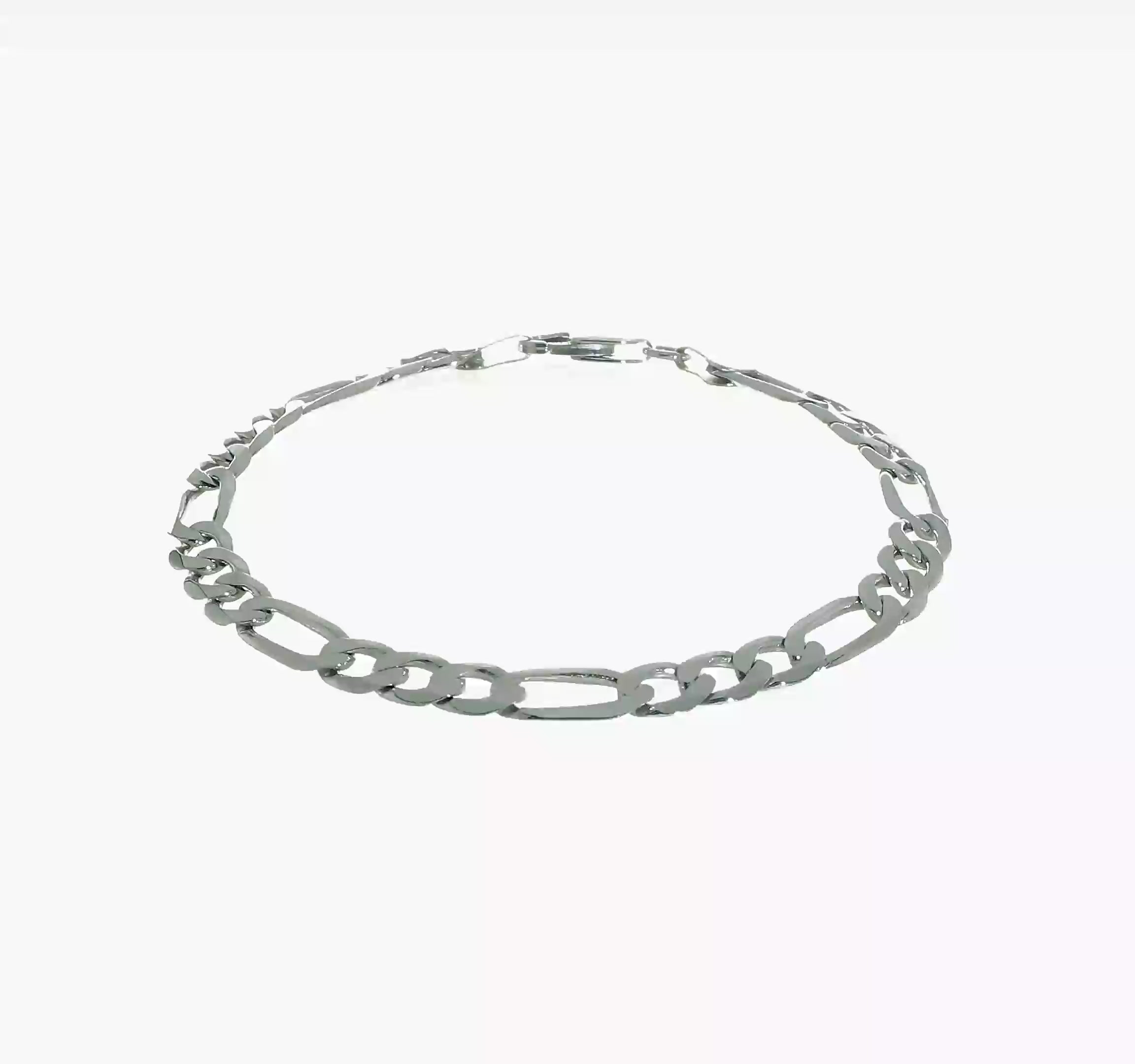 14KT White Gold 6mm Flat Figaro Chain