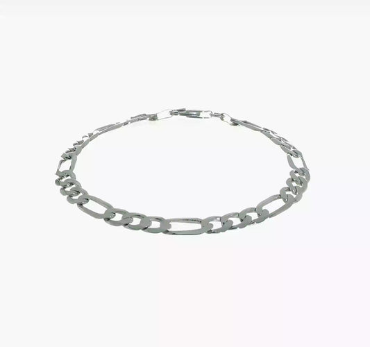 14KT White Gold 6mm Flat Figaro Chain