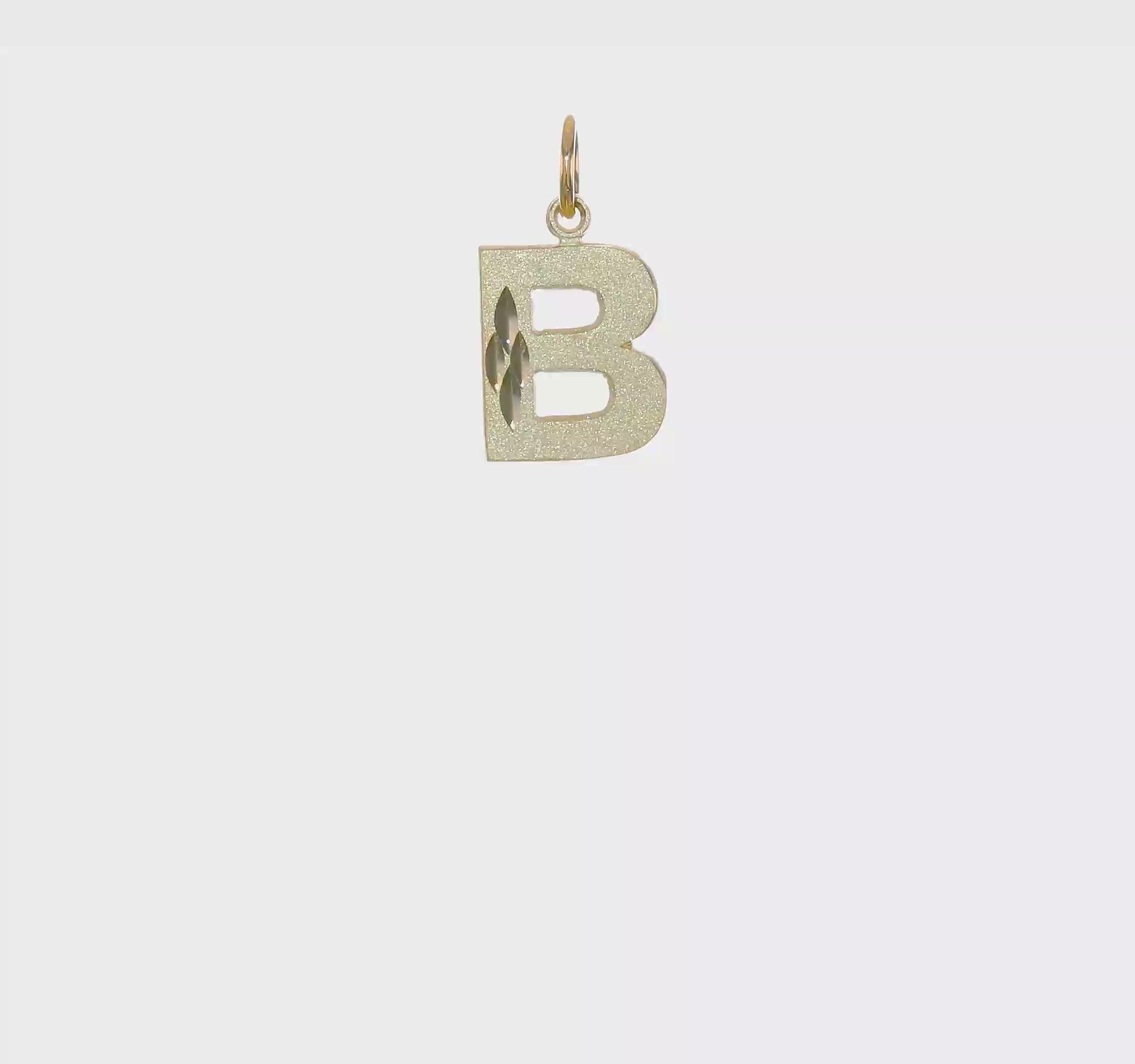 10kt Yellow Gold Satin Diamond-cut Initial B Charm