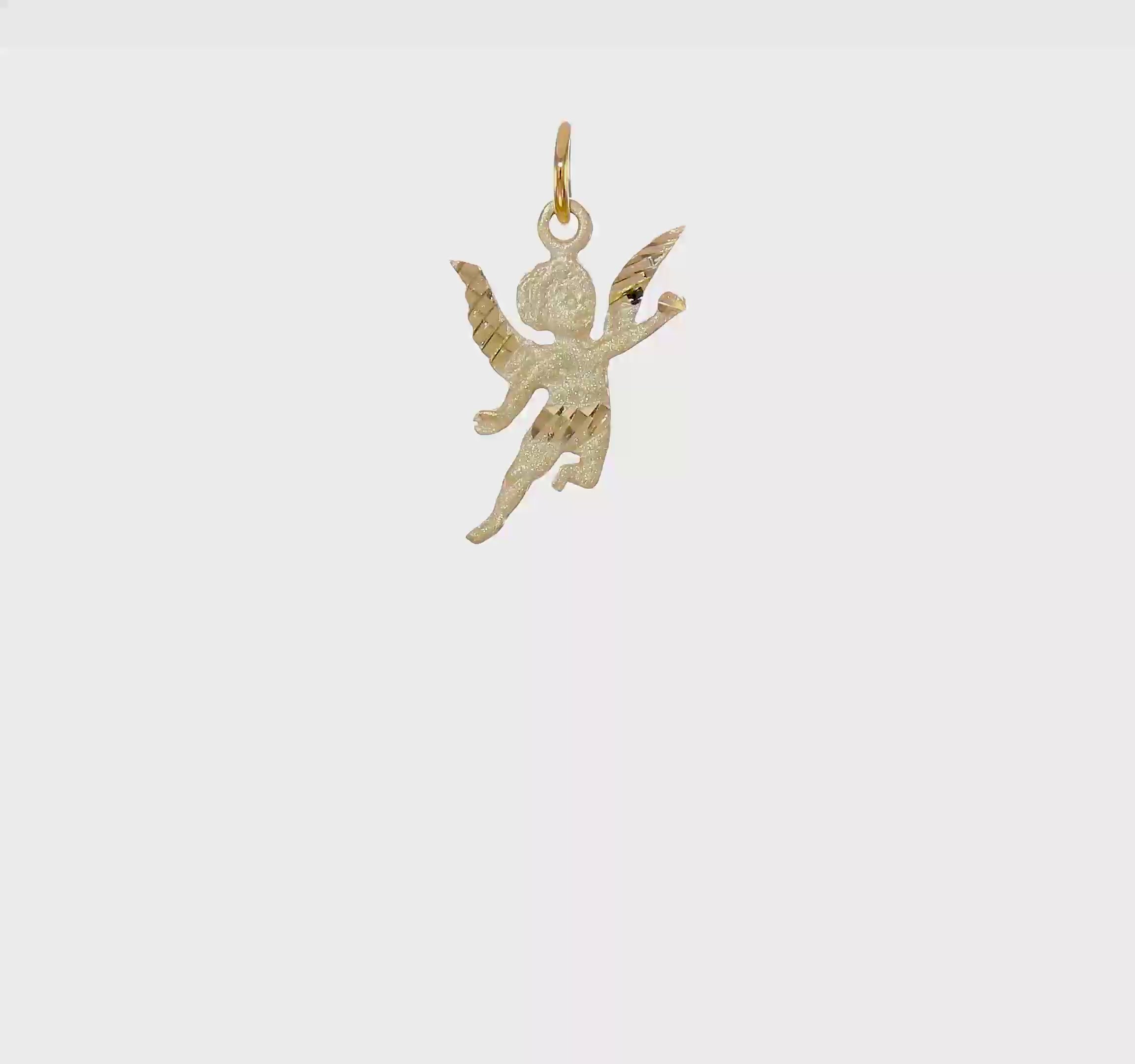 10kt Yellow Gold Solid Satin Angel Charm