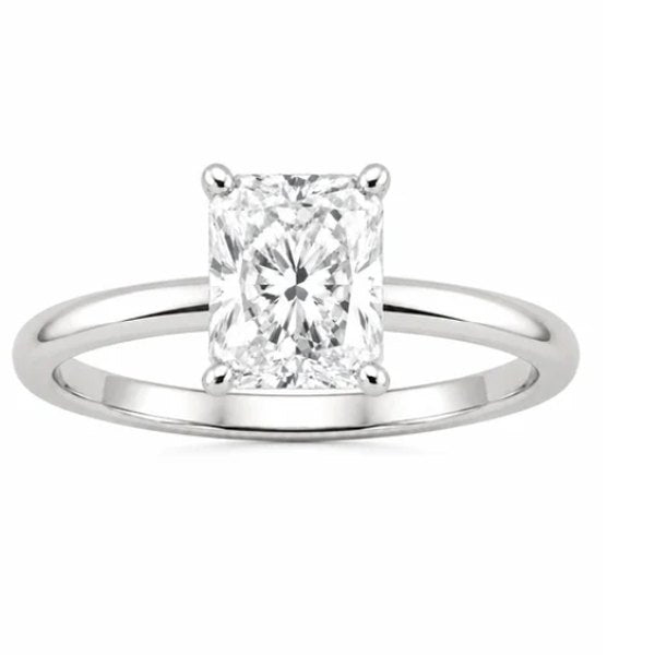 Radiant cut diamond engagement ring